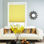 yellow blond pleated window blind